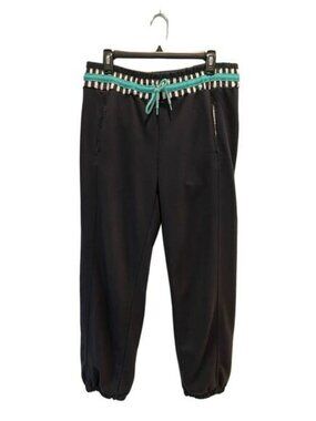 Members Only black joggers with teal trim drawstring waistband and pockets - M